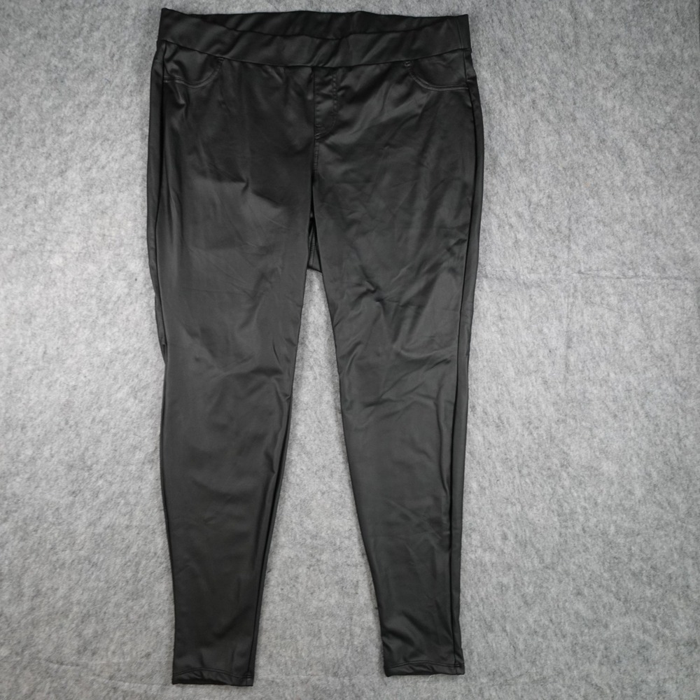 Torrid Leggings Women 3X Black Faux Leather Stretch Pull On Skinny Moto Biker
